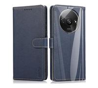 SMYTU Cover a Libro per Xiaomi Redmi A3 4G (6,71") + Vetro Temperato,Custodia Xiaomi Redmi A3 4G,Custodia Flip in Pelle Magnetica Portafoglio - Blu