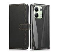 SMYTU Cover a Libro per Xiaomi Redmi Note 13 4G (6,67") + Vetro Temperato,Custodia Xiaomi Redmi Note 13 4G,Custodia Flip in Pelle Magnetica Portafoglio - Nero