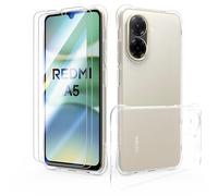 SMYTU Cover Compatibile con Xiaomi Redmi A5 4G (6.88") con 2 Pezzi Vetro Temperato,Trasparente Anti-Giallo Case Custodia Protettiva Antiurto Leggera e Sottile - Crystal Clear