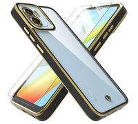 SMYTU Cover per Xiaomi Redmi A2 / Redmi A1 4G + Vetro Temperato,Custodia Placcatura Morbido Silicone TPU Bumper Protettiva Antiurto Case per Xiaomi Redmi A2 / A1 - Negro