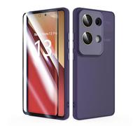 SMYTU Cover per Xiaomi Redmi Note 13 Pro 4G 6,67 Pollici con Vetro Temperato,Custodia Opaca Hard PC Glassata Traslucida Retro Resistente ai Graffi Silicone Antiurto Protettiva Case - Viola scuro