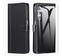 SMYTU Custodia per Samsung Galaxy A16 5G / 4G (6,7") + Vetro Temperato,Cover a Libro Samsung Galaxy A16 4G / 5G,Custodia Flip in Pelle Magnetica Portafoglio Per Samsung Galaxy A16 4G / 5G - Nero