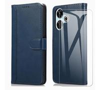 SMYTU Custodia per Xiaomi Redmi 13 4G + Vetro Temperato,Cover a Libro Xiaomi Redmi 13 4G,Custodia Flip in Pelle Magnetica Portafoglio Per Xiaomi Redmi 13 4G - Blu