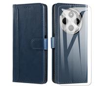 SMYTU Custodia per Xiaomi Redmi 14C / Redmi A4 4G + Vetro Temperato,Cover a Libro Xiaomi Redmi 14C / A4 4G,Custodia Flip in Pelle Magnetica Portafoglio - Blu