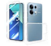 SMYTU Custodia per Xiaomi Redmi Note 13 4G (6,67") con Pellicola Vetro Temperato,Ultra Sottile Morbido TPU Trasparente Silicone Antiurto Protettiva Case- Trasparente