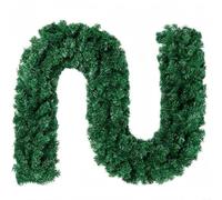 SMZhomeone Ghirlanda natalizia artificiale da 270 cm, con foglie verdi realistiche in PVC e design flessibile a 200 punte, lunghezza 26,8 m per camino, porta, tavolo, giardino per le vacanze (A)