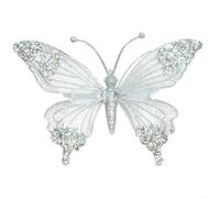 SMZhomeone Grande ornamento a farfalla con strass glitterati per albero di Natale, decorazione per le vacanze, elegante design con ali scintillanti, 245 cm, in plastica, oro, rosa, argento, rosso