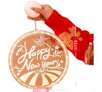 SMZhomeone Insegna al neon con scritta "Happy New Year", luce LED 3D rotonda da appendere, per decorazioni di Capodanno, luce decorativa in acrilico a batteria, per porte e finestre, uso interno ed