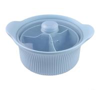 SMZhomeone Pentola a vapore in silicone con coperchio per friggitrice ad aria microonde, base antiscivolo, lavabile in lavastoviglie, strumento di cottura pulito e sano per cucina, beige (blu grande)