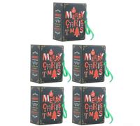 SMZhomeone Scatole di caramelle natalizie da donna, a forma di libro, confezione da 5 pezzi, colore verde, rosso, compatto, leggero, per bomboniere, 8 x 4,5 x 12 cm (verde inglese)
