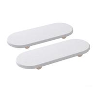 SMZhomeone Set di 2 tappetini scolapiatti in pietra con terra di diatomea super assorbente e base in legno, 23,5 x 9,5 cm, resistenti al calore, tappetini protettivi per banconi della cucina (bianco)