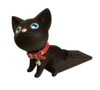 SMZhomeone Simpatico fermaporta a forma di gatto, con testa girevole e campanello, senza trapano, cuneo in PVC per evitare correnti d'aria e proteggere le pareti, per camera da letto, cucina