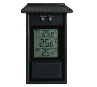 SMZhomeone Termometro digitale per serra Max Min - Misuratore di temperatura per interni ed esterni con design impermeabile del tetto, letture accurate alte e basse per casa, giardino o patio (nero)