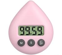 SMZhomeone Timer elettronico da 99 minuti, a forma di goccia d'acqua con retro magnetico, materiale ABS, strumento di studio portatile per studenti e bambini per gestire il tempo, bianco (rosa pallido