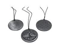 SN NATURSTEIN UG - Collana Shungite Forma Albero della vita | Pietra preziosa e curativa originaria della Carelia - Protezione Radiazioni Cellulare e EMF - 3 x 50 mm
