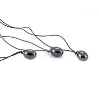 SN NATURSTEIN UG - Collana Shungite Forma Oliva | Pietra preziosa e curativa originaria della Carelia - Protezione Radiazioni Cellulare e EMF - 3 x 28 mm