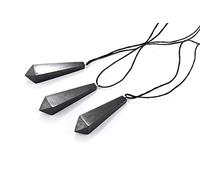 SN NATURSTEIN UG - Collana Shungite | Pietra preziosa e curativa originaria della Carelia - Protezione Radiazioni Cellulare e EMF - 3 Unità Pendulum