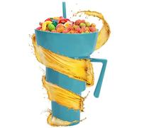 Snack And Drink Cup, Travel Food And Beverage Holder, Leakproof -Use Container For Chips, Candy, Fruit, Popcorn, Juice, Milk Tea, Outdoor Events, Parties, Adults Use, Easy To Clean