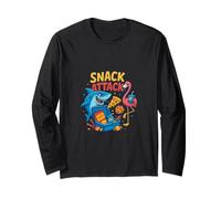 Snack Attack Funny Food Flamingo Bambini Bambini Shark School Maglia a Manica