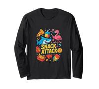 Snack Attack Funny Food Flamingo Bambini Bambini Shark School Maglia a Manica