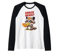Snack BANDIT Carino Raccoon Pizza 90s Cartoon Style Maglia con Maniche Raglan