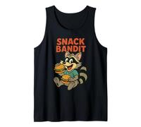 Snack Bandit Raccoon Mangiare Hamburger Retro 90`s Cartoon Style Canotta