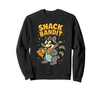 Snack Bandit Raccoon Mangiare Pizza Retro 90`s Cartoon Style Felpa