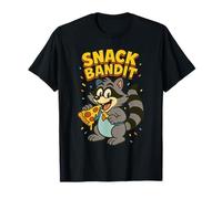 Snack Bandit Raccoon Mangiare Pizza Retro 90`s Cartoon Style Maglietta
