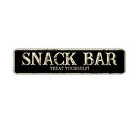 SNACK BAR TREAT YOURSELF Cartello stradale divertente in alluminio cartello stradale vintage per esterni 10,2 x 40,6 cm cartello decorativo per casa interni ed esterni uomo grotta affari