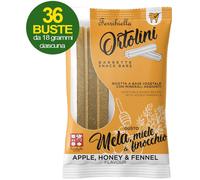 Snack Barrette per cani Ortolini gusto mela, miele e finocchio 36 mini pack da 2