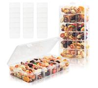 Snack Box con 18 Scomparti, Snack Box con Coperchio, Ciotoline da Snack, Contenitore Trasparente per Snack per Cioccolato, Patatine, Noci, Biscotti, Caramelle, Piccole Cose, 23,3 x 11,7 x 4,1 cm