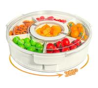 Snack Box con Scomparti, Ruotabile lavabile in Lavastoviglie Porta Snack, Grande snack box organizer Rotondo con Coperchio e Manico, Scatola per Snack con Coperchio per Caramelle, Snack, Picnic Party