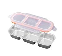 Snack Containers - Metal Lunch Box with Divider | 304 Stainless Steel and Stackable Portable Food Storage for School, Work, or Travel, Dishwasher Safe, Leakproof and Multi-Compartment Meal Prep