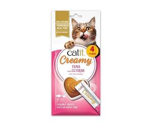 Snack cremosi per gatti Catit Creamy Tonno e Granchio, 4 Tubi x 10 g