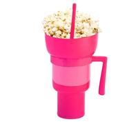 Snack Cup, Drink Tumbler, 2-in-1 Food and Beverage Holder, Built-In Straw, Easy-Grip Handle, for Travel, Picnic, Outdoor Adventures, Car Rides, Movie Nights, Stadium Events, Home Use