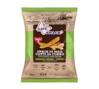 SNACK DI MAIS BASTONCINI AL FORMAGGIO CURCUMA E ZENZERO "LIFE SNACK" PACCHETTO DA 50g, CONFEZIONE CONTENENTE 20 PACCHETTI