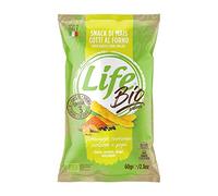 SNACK DI MAIS BIOLOGICO AL FORMAGGIO ZENZERO CURCUMA E PEPE FORMATO BASTONCINI "LIFE BIO" PACCHETTO DA 60g, CONFEZIONE CONTENENTE 24 PACCHETTI
