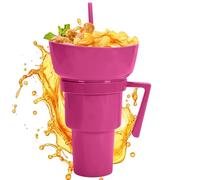 Snack Drink Cup, Reusable Food Container, Bowl with Drinks Cups, Spill Resistant Design, Portable Snack Beverage for Travel, School, Camping, Beach, Milk Tea, Juice, Candy, Patatine, Popcorn