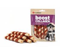 Snack per cani - Bastoncini per cani - Flamingo Boost Bastoncino con anatra e collagene - 12,5 cm - 8 pezzi 80 g - senza zuccheri aggiunti - per pelle e articolazioni