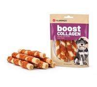 Snack per cani - Bastoncini per cani - Flamingo Boost Bastoncino con pollo e collagene - 12,5 cm - 5 pezzi 85 g - senza zuccheri aggiunti - per pelle e articolazioni