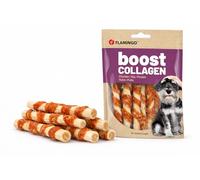 Snack per cani - Bastoncini per cani - Flamingo Boost Bastoncino con pollo e collagene - 12,5 cm - 8 pezzi 80 g - senza zuccheri aggiunti - per pelle e articolazioni