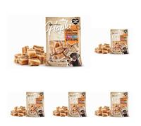 Snack per cani - Bastoncini per cani - Flamingo Hapki Bocconcini con pollo, anatra e salmone - 85 g - senza zuccheri aggiunti (Confezione da 5)