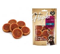 Snack per cani - Bastoncini per cani - Hapki Chips con anatra & pesce - Senza cereali - 85 g - Flamingo