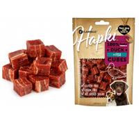 Snack per cani - Bastoncini per cani - Hapki Cubetti con anatra e merluzzo - Senza glutine - Senza cereali - 85 g - Flamingo