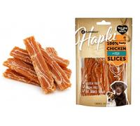 Snack per cani - Bastoncini per cani - Hapki Fette con pollo e merluzzo - Senza glutine - Senza cereali - 85 g - Flamingo