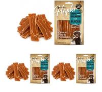 Snack per cani - Bastoncini per cani - Hapki Fette con salmone e merluzzo - Senza glutine - Senza cereali - 85 g - Flamingo (Confezione da 3)