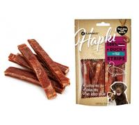 Snack per cani - Bastoncini per cani - Hapki Strisce con anatra e merluzzo - Senza glutine - Senza cereali - 85 g - Flamingo