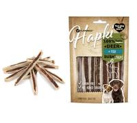 Snack per cani - Bastoncini per cani - Hapki Strisce di sushi con cervo & pesce - Senza cereali - 85 g - Flamingo