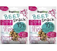 Snack per cani monoproteici con il 95% di manzo, senza cereali e conservanti, ideale per l'addestramento e l'igiene orale - TropiDog Snack Beef 70g (Confezione da 2)