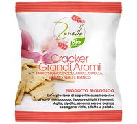 Snack salati Cracker Grandi Aromi 30 g, con Aglio Cipolla e sesamo, farina di farro monococco, con olio di semi di girasole, 24 pacchetti, snack bio, merenda biologica, aperitivo